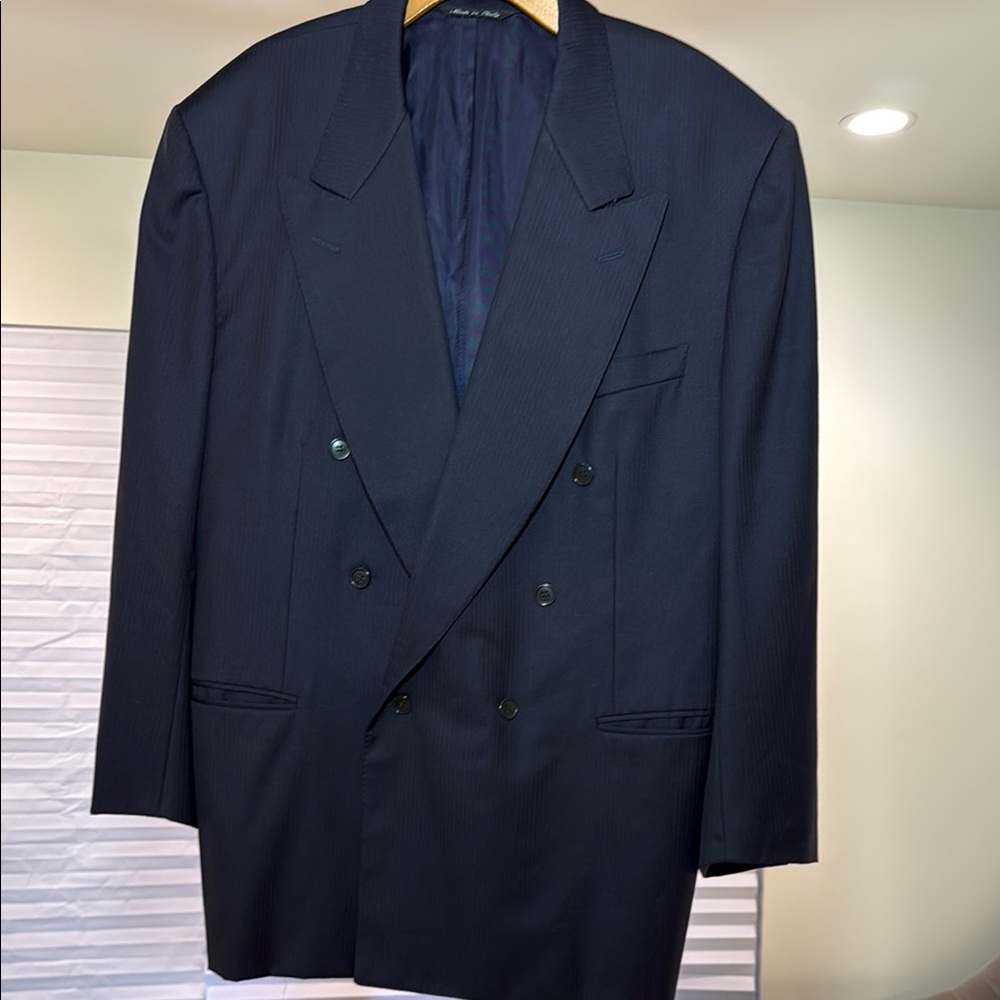 Canali Black Double-Breasted Suit, IT56, US 46R, Made in Italy, Luxury